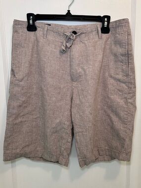 Perry Ellis Linen & Cotton Chinchilla Beige Drawstring Shorts Men’s Size 32